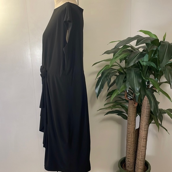 Jones New York cap sleeve black gathered midi dress - Picture 3 of 6